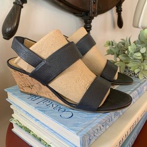 Talbots Navy Wedge Sandals